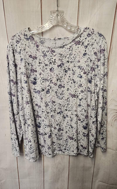 Pure Jill Women's Size L Petite Purple Floral Long Sleeve Top