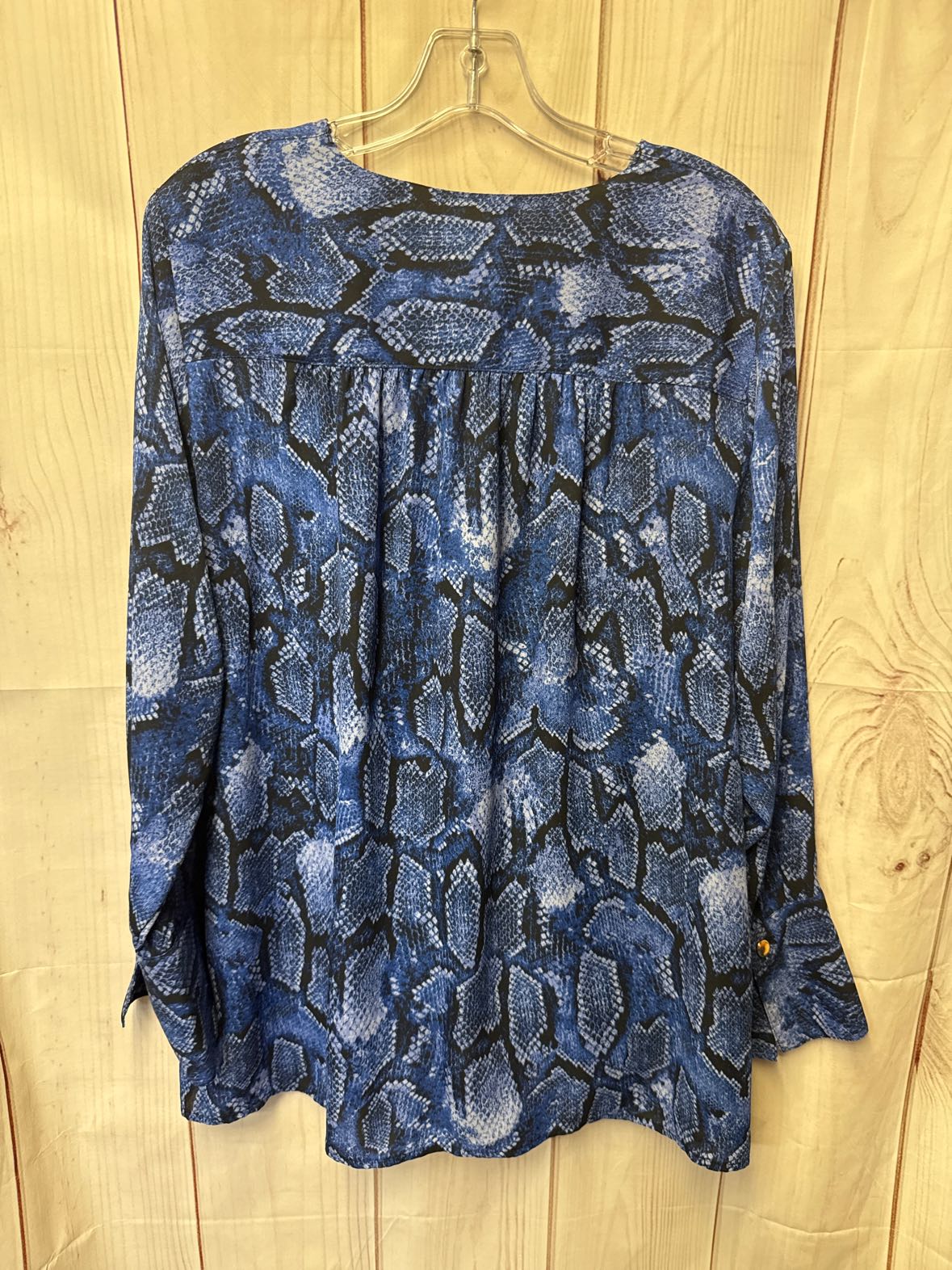 INC Women's Size 1X Blue Long Sleeve Top