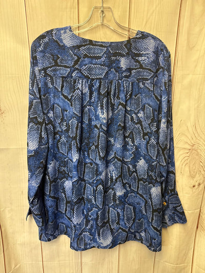 INC Women's Size 1X Blue Long Sleeve Top