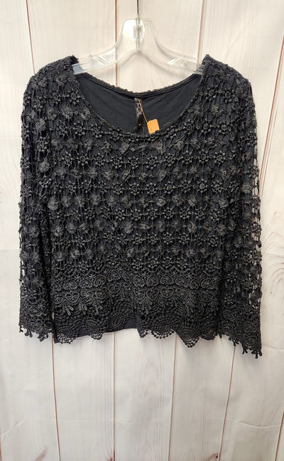 Foil Women's Size 10 Black Lace Long Sleeve Top