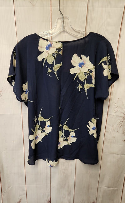 West Kei Women's Size S Navy Floral Short Sleeve Top