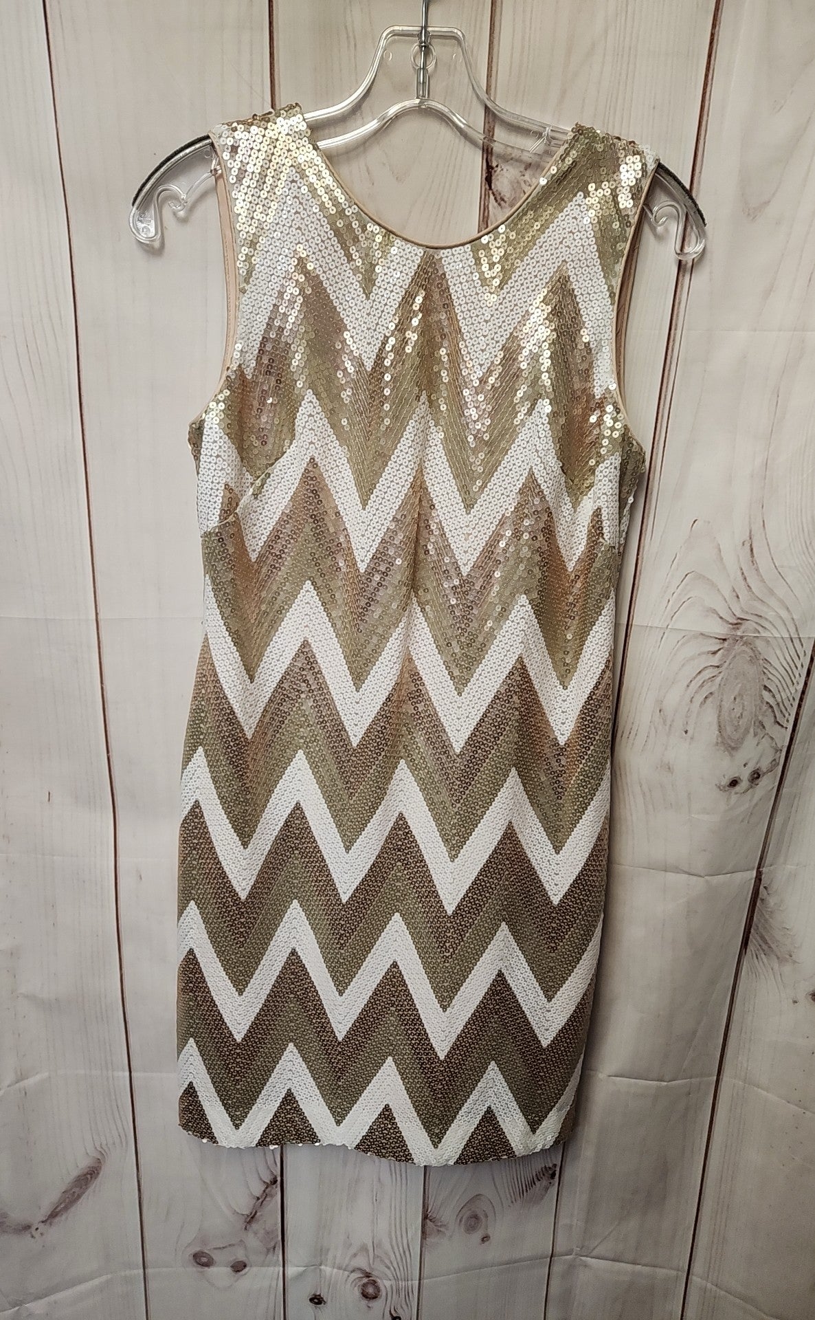 Vince Camuto Women's Size 2 White & Gold Sequined Dress