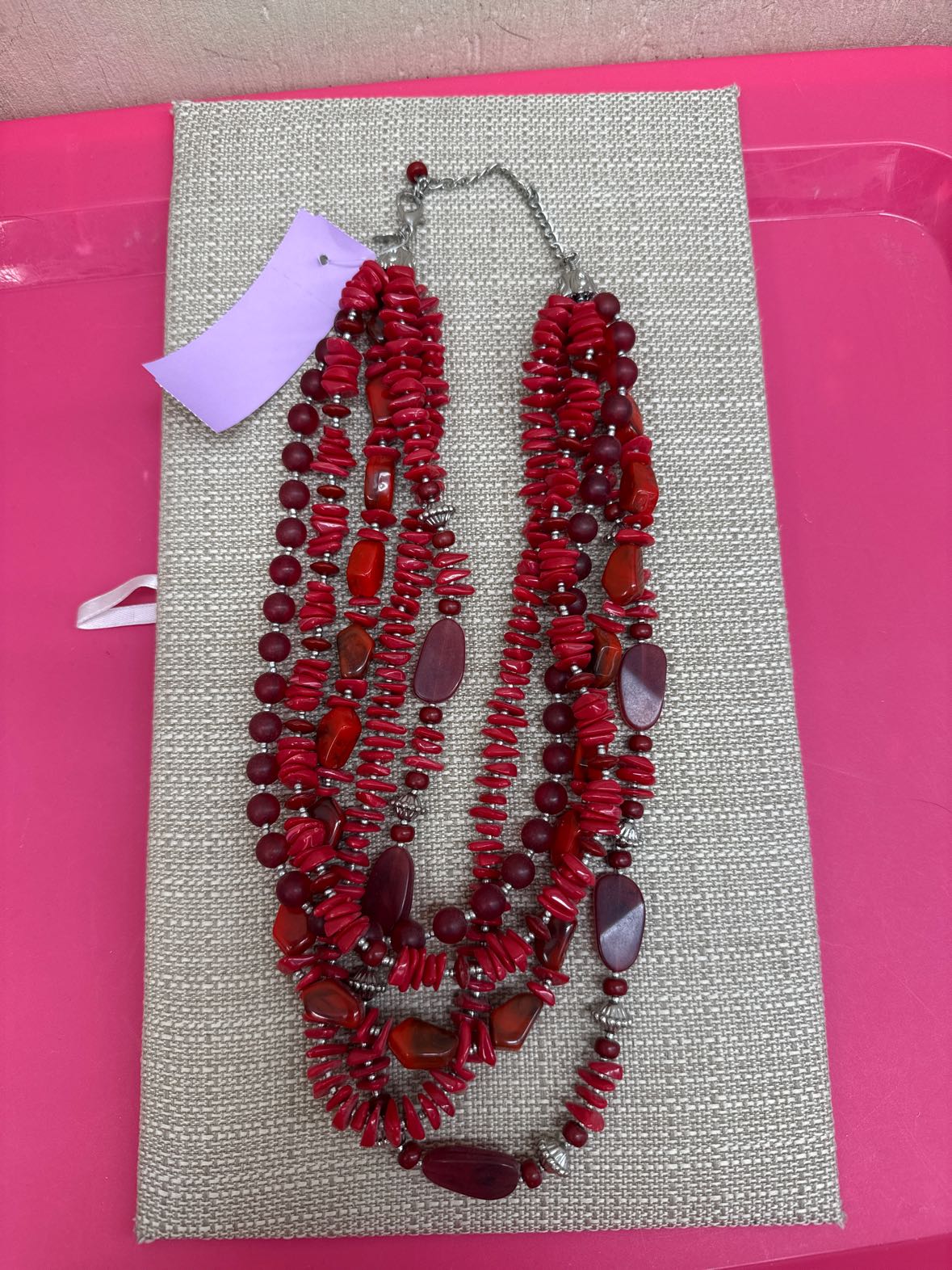 Chico's Red Beaded Necklace