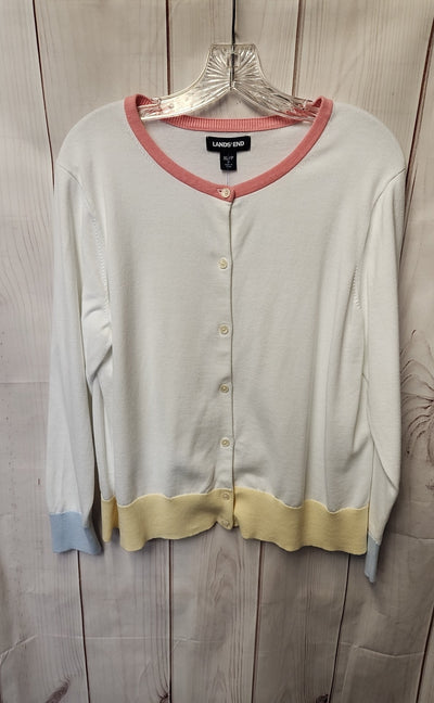 Lands End Women's Size XL White Cardigan