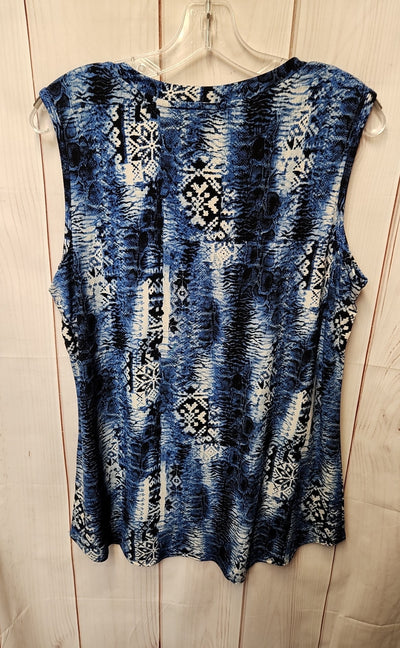 Attitudes by Renee Women's Size L Blue Sleeveless Top