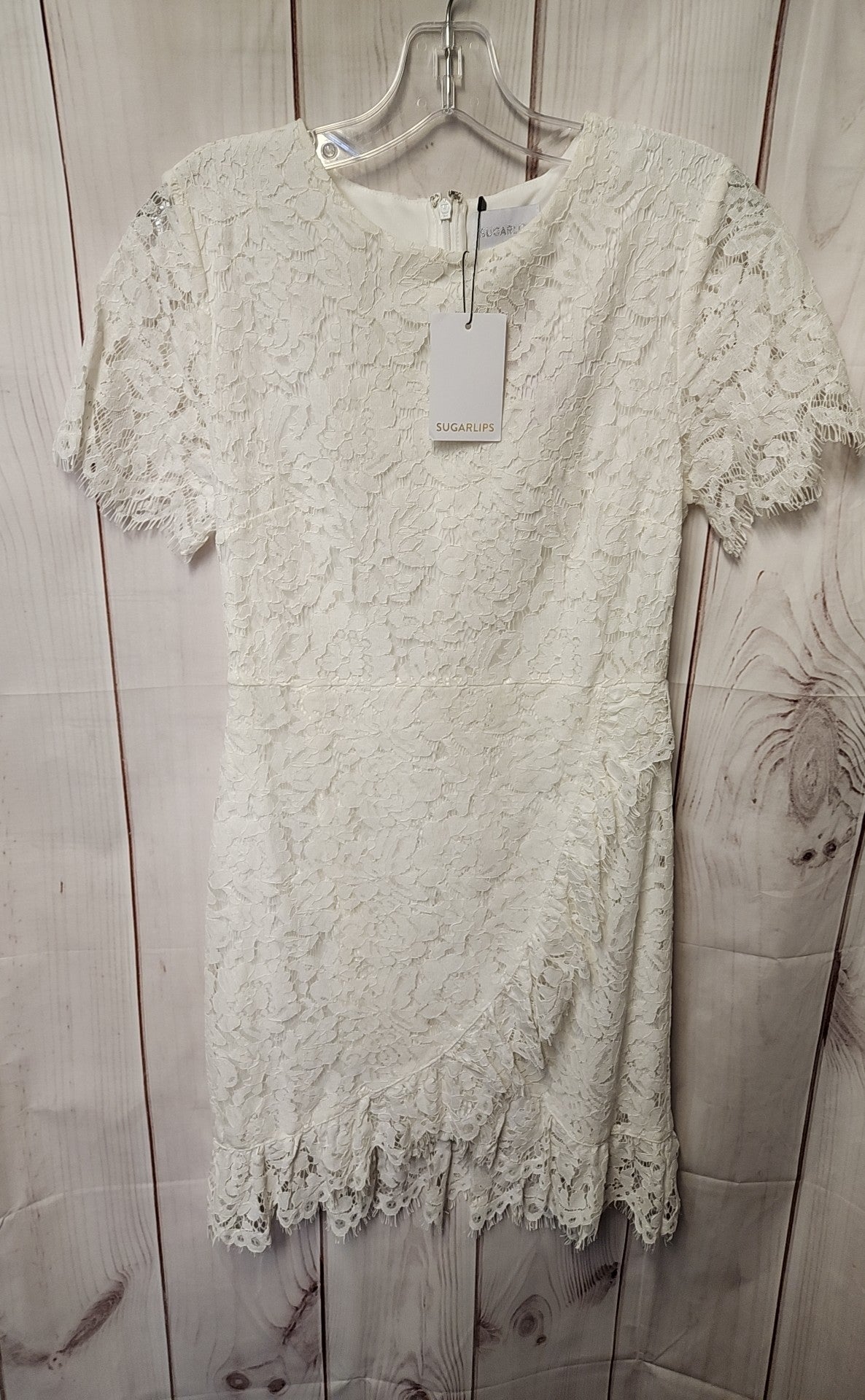 NWT Sugarlips Women's Size S White Lace Floral Dress