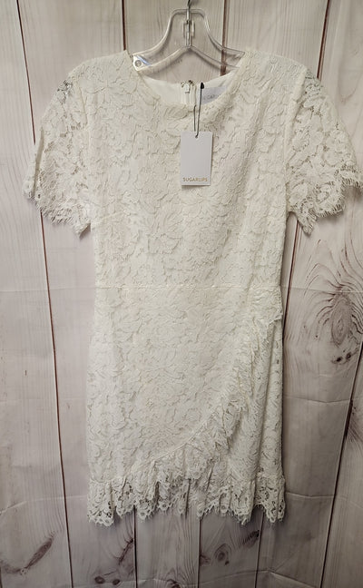 NWT Sugarlips Women's Size S White Lace Floral Dress