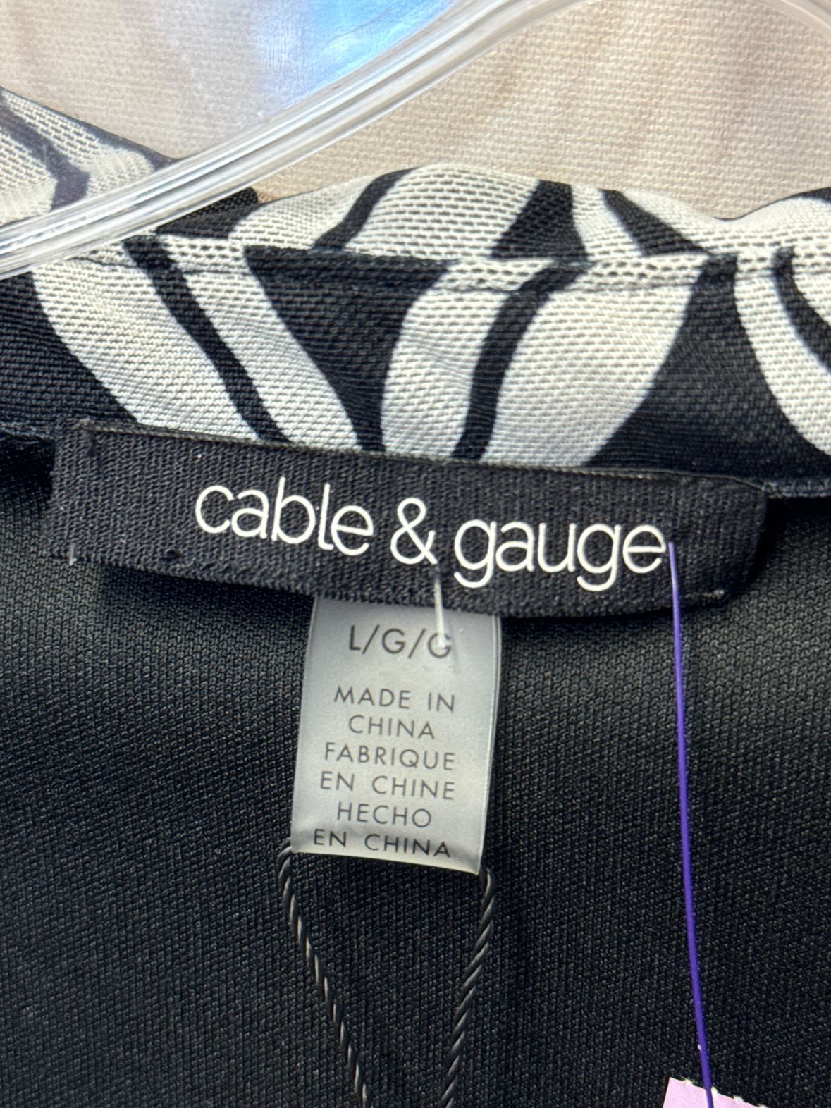 NWT Cable & Gauge Women's Size L White & Black 3/4 Sleeve Top