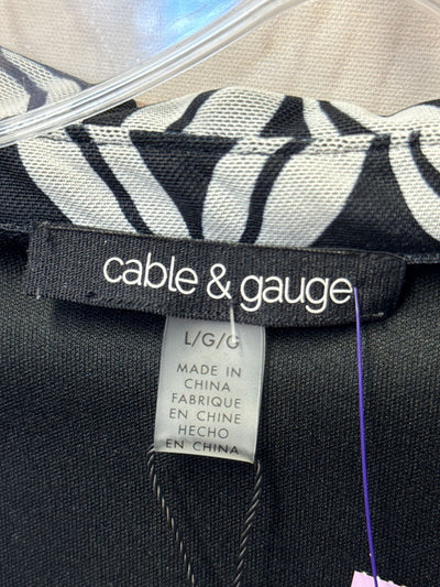 NWT Cable & Gauge Women's Size L White & Black 3/4 Sleeve Top