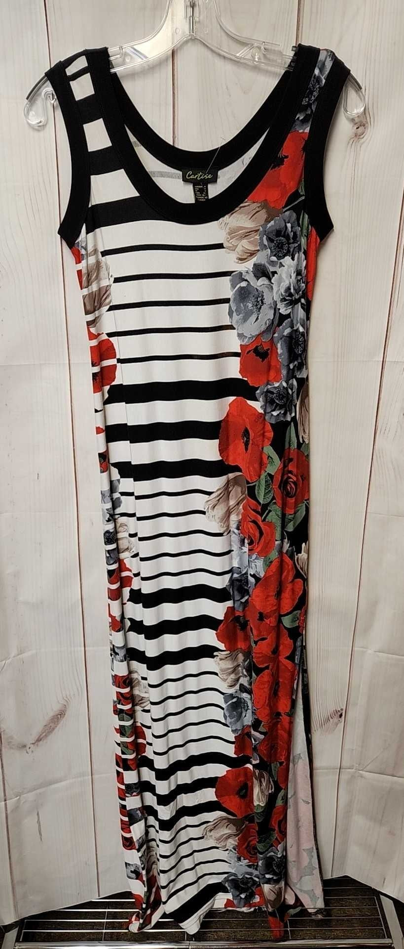 Cartise Women's Size 4 White & Black Floral Dress