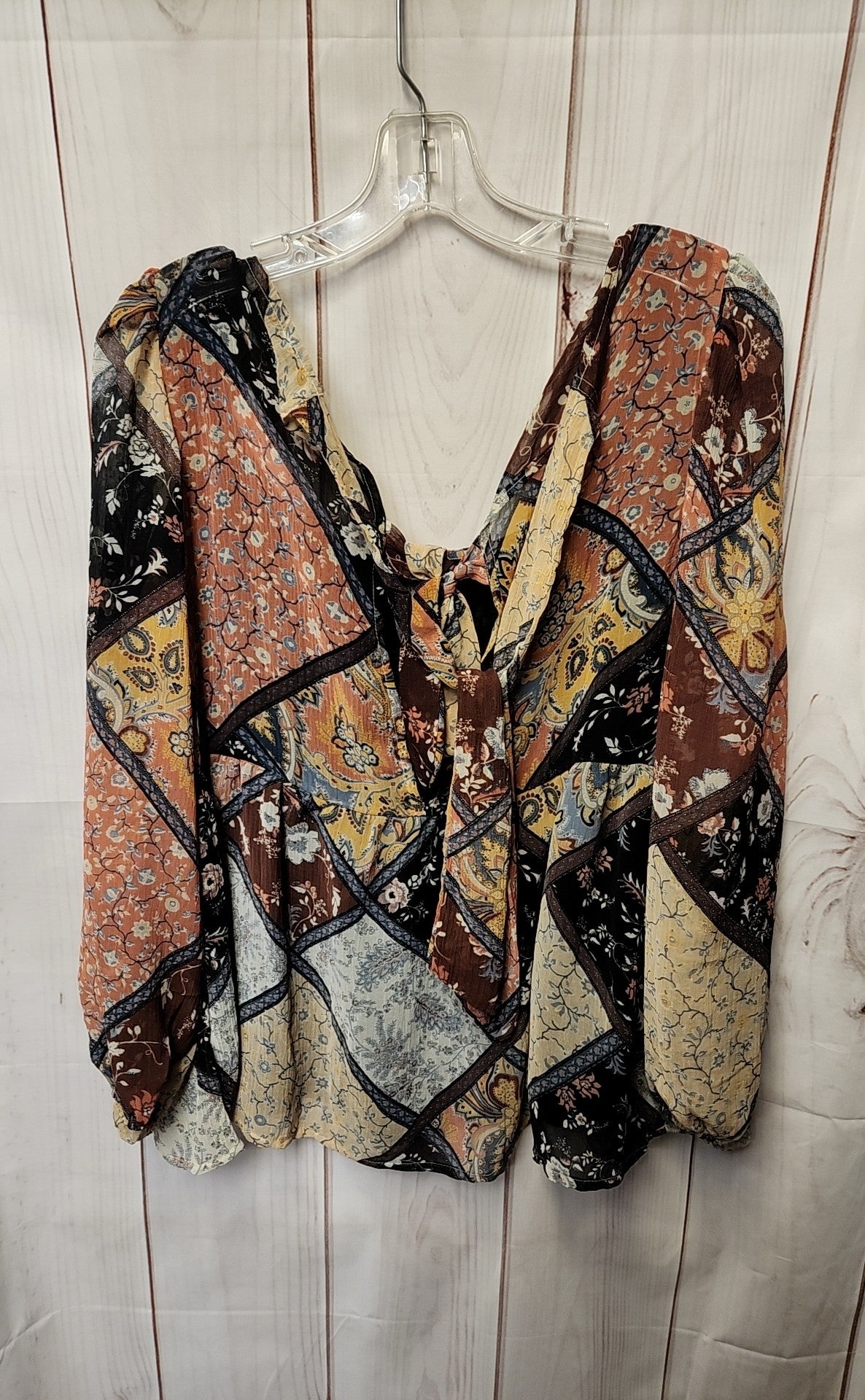 American Eagle Women's Size M Brown Floral Long Sleeve Top