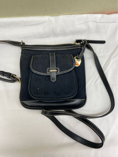 Dooney & Bourke Black Canvas Leather Trim Crossbody Purse Bag
