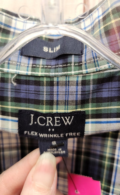 J Crew Men's Size S Green Plaid Shirt Flex Wrinkle Free