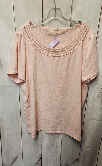 Talbots Women's Size 2X Pale Pink Short Sleeve Top