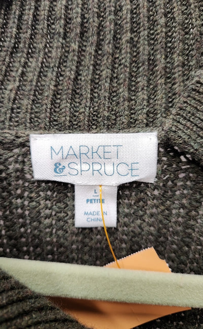 Market & Spruce Women's Size L Petite Green Sweater