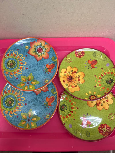 4PCS Certified International Sue Ziipkin Multi-colored Plates