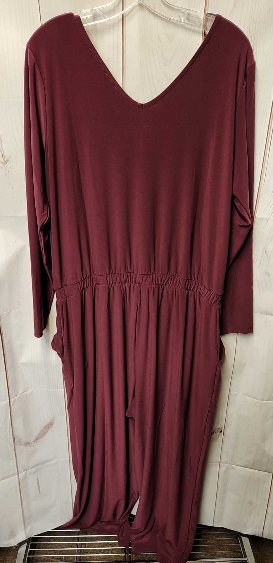Attitudes by Renee Women's Size L Petite Maroon Jumpsuit