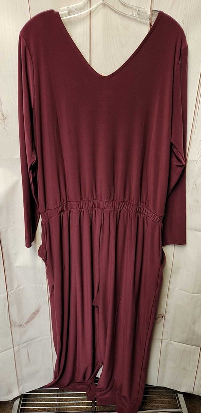 Attitudes by Renee Women's Size L Petite Maroon Jumpsuit