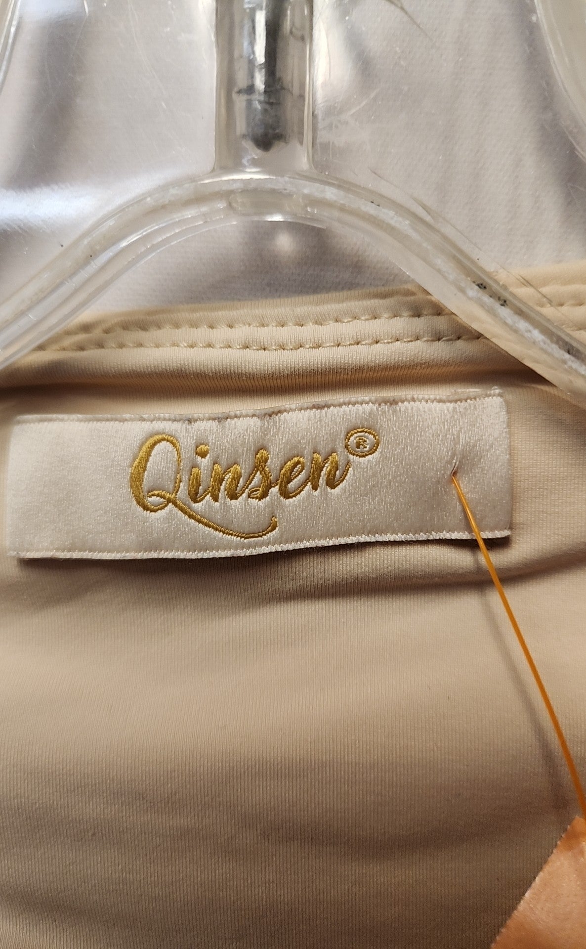 Qinsen Women's Size S Beige Bodysuit