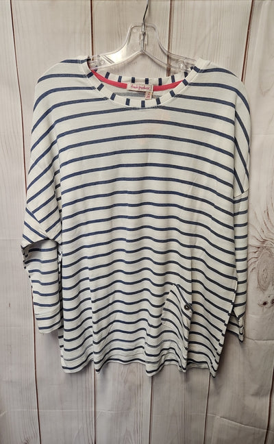 Fresh Produce Women's Size One Size White & Blue 3/4 Sleeve Top
