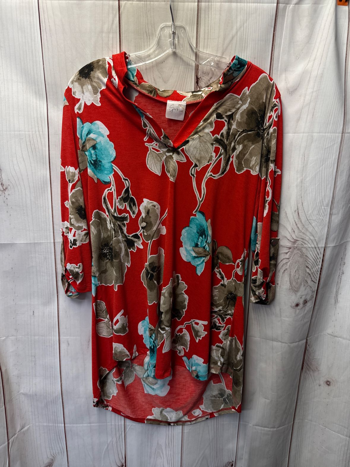 Sew in Love Women's Size S Red Floral 3/4 Sleeve Top