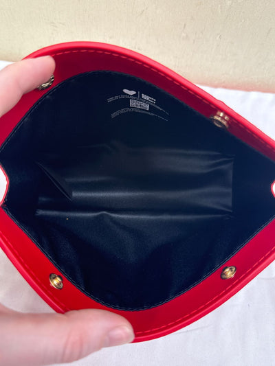 YSL Yves Saint Laurent Red Faux Leather Pouch