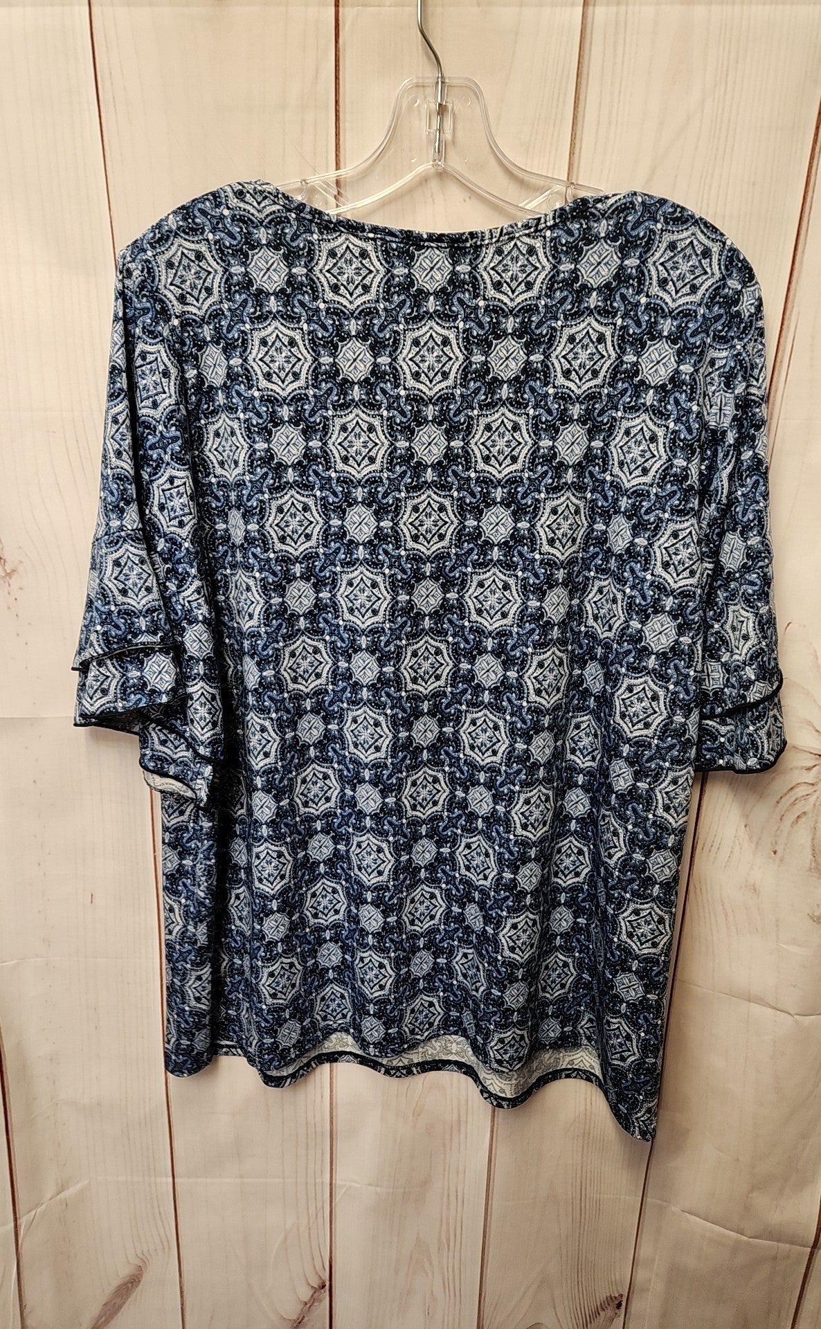 Carol Rose Women's Size XL Blue Short Sleeve Top