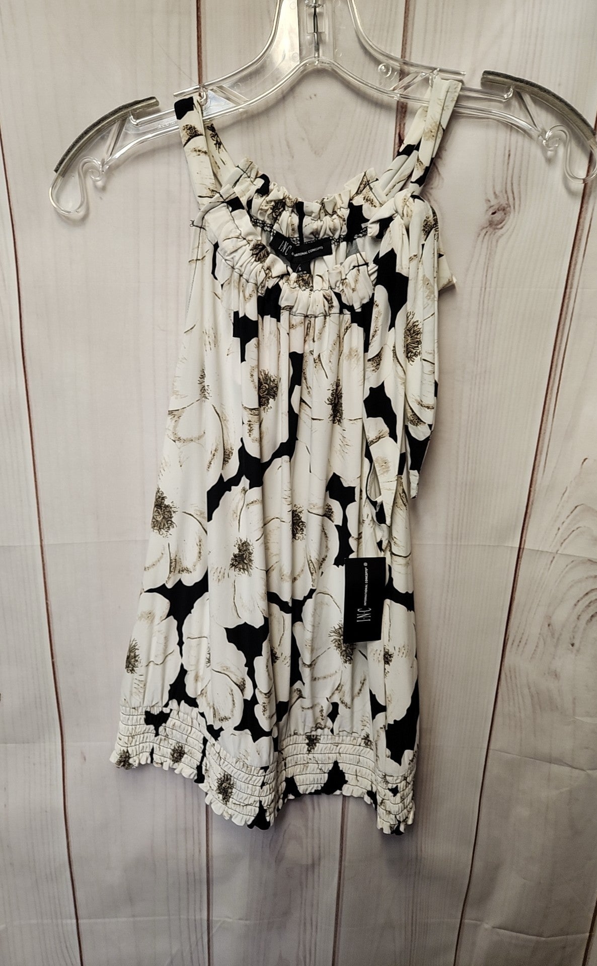 NWT INC Women's Size S White & Blue Floral Sleeveless Top