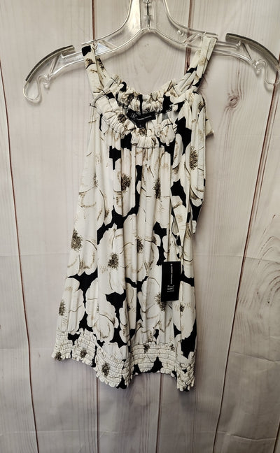 NWT INC Women's Size S White & Blue Floral Sleeveless Top