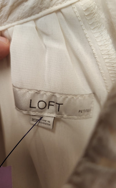 Loft Women's Size XS Petite White Long Sleeve Top