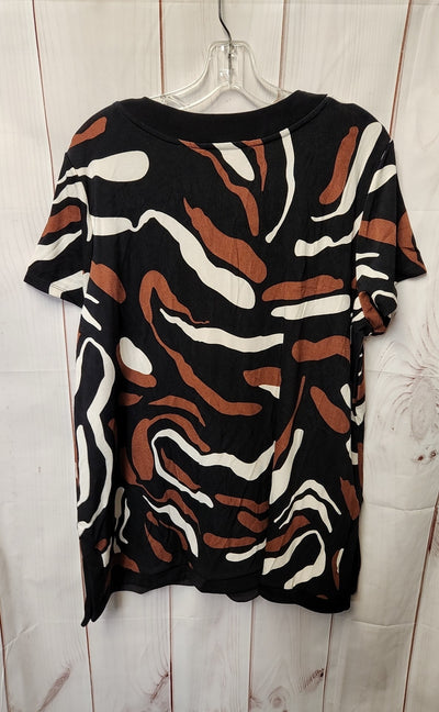 Chico's Women's Size 4 = US XXL Black & Brown Short Sleeve Top