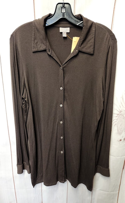 J Jill Wearever Collection Women's Size M Brown Long Sleeve Top