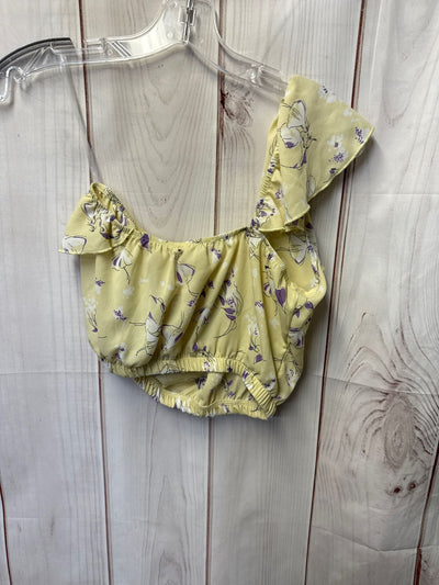 Altar'd State Women's Size XS Yellow Floral Short Sleeve Top