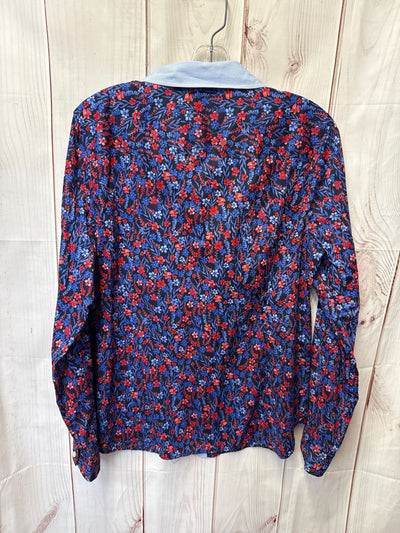 NWT Tommy Hilfiger Women's Size L Blue Floral Long Sleeve Top