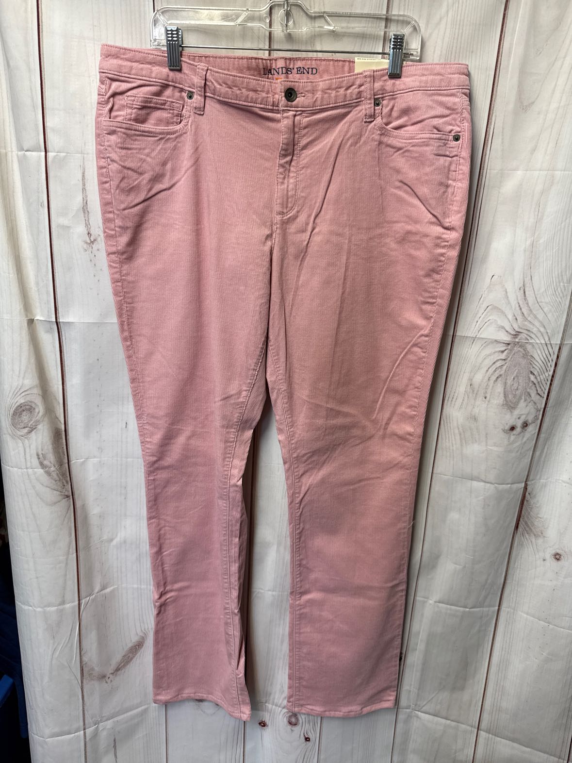 NWT Lands End Women's Size 18 Pale Pink Corduroy Pants Mid Rise Straight Leg