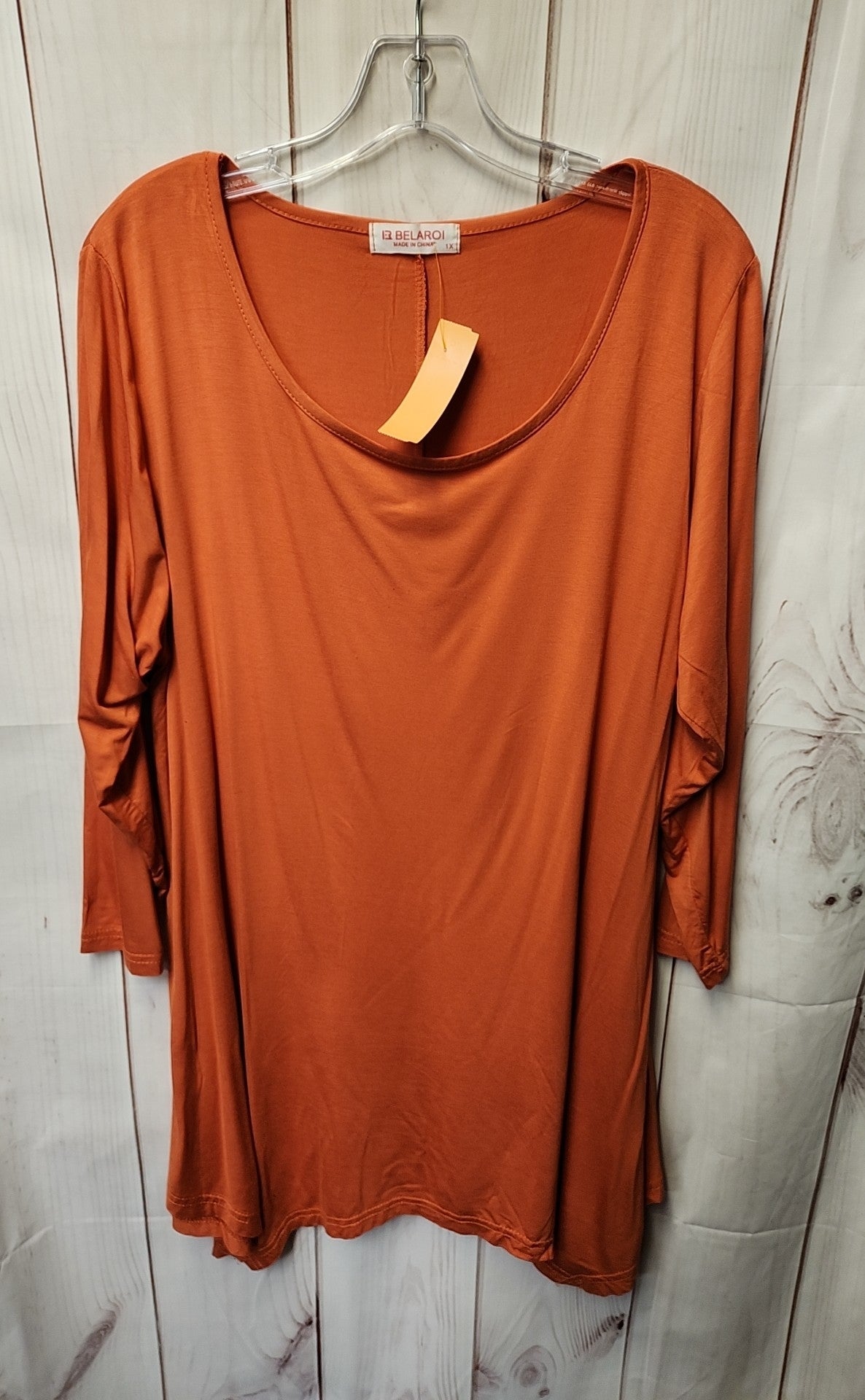 Belaroi Women's Size 1X Orange 3/4 Sleeve Top