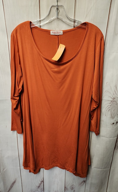 Belaroi Women's Size 1X Orange 3/4 Sleeve Top