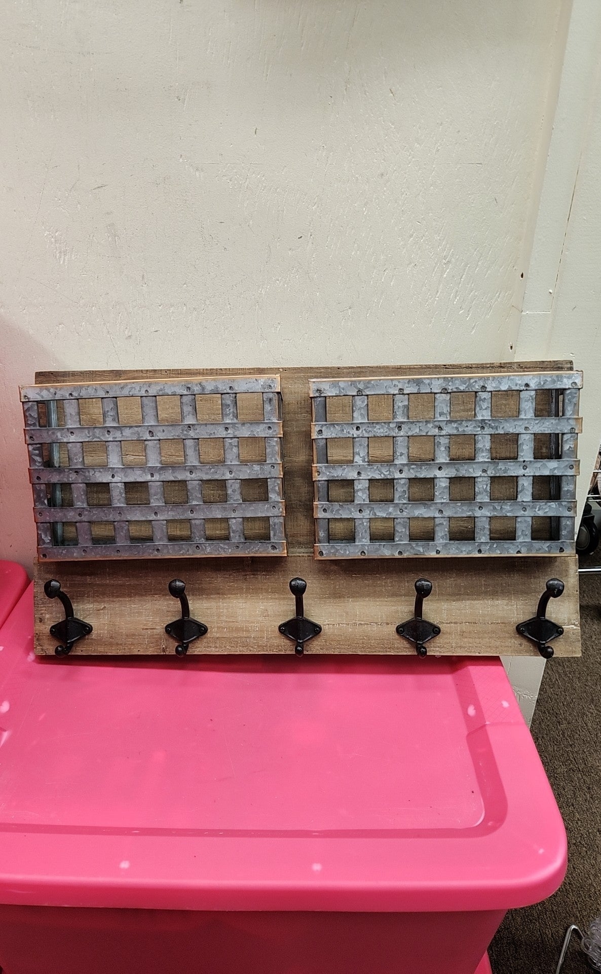 Wall Hanging - metal compartments and hanging station