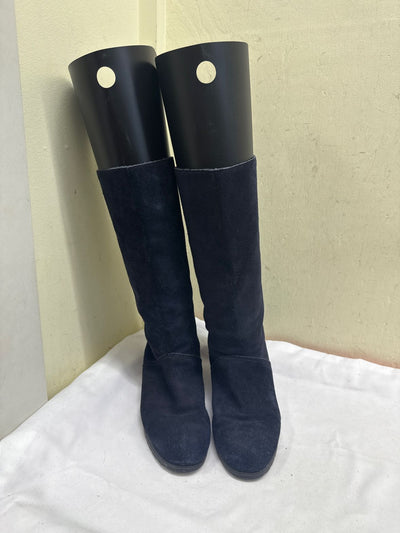 Lands End Women's Size 6-1/2 Navy Suede Boots Shoes