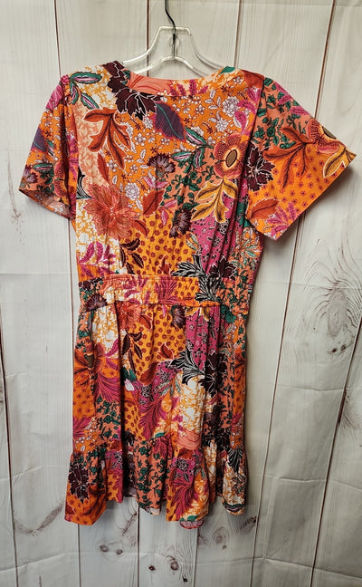 Loft Women's Size M Orange Floral Dress