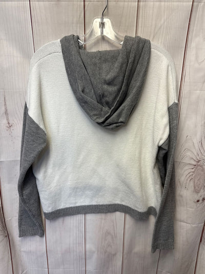 Six/Fifty Women's Size S White & Gray Hooded Sweater