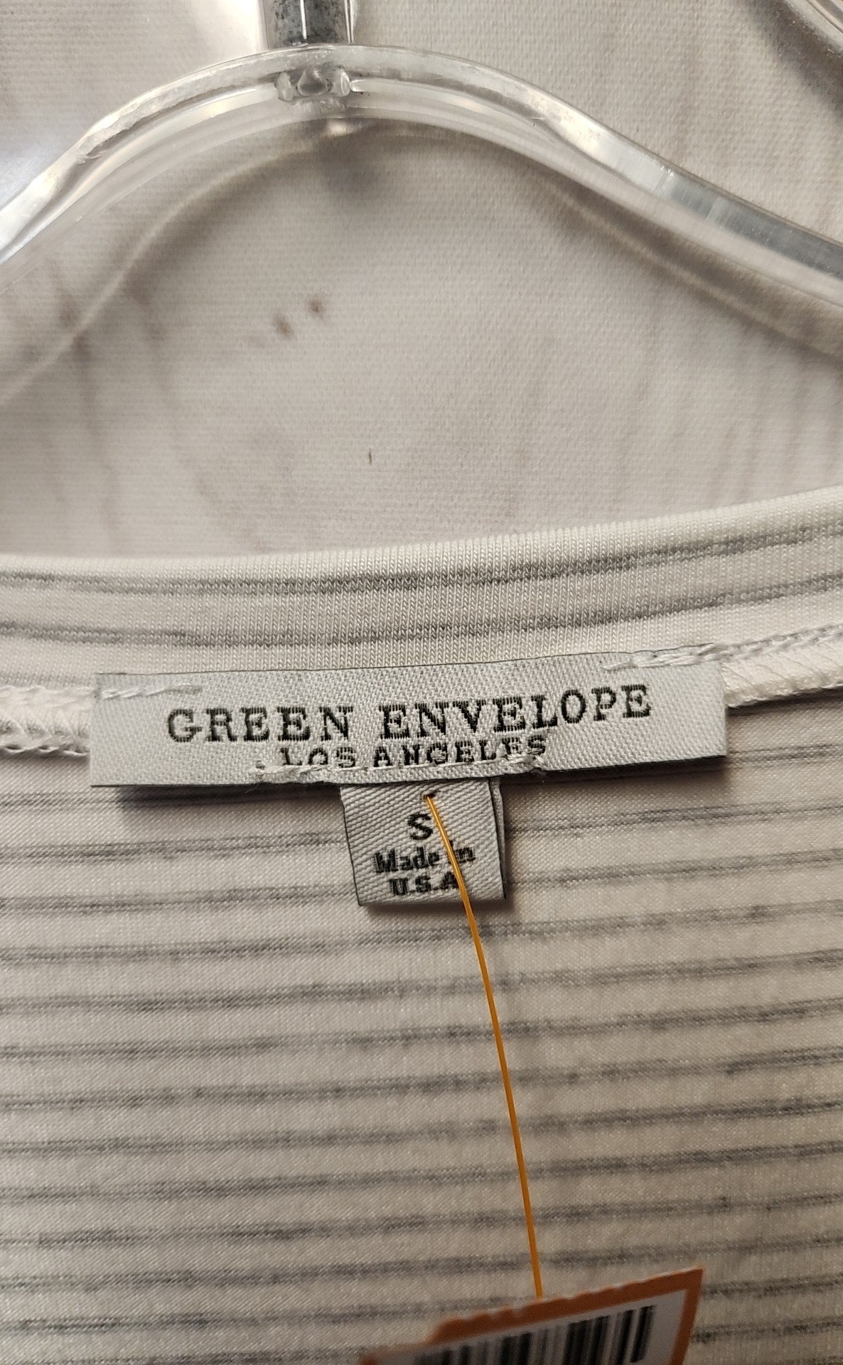 Green Envelope Women's Size S White & Gray 3/4 Sleeve Top