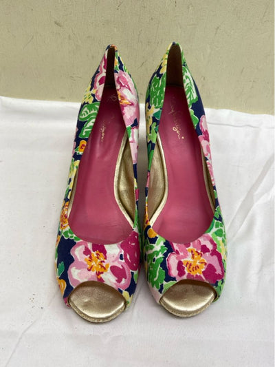 Lilly Pulitzer Women's Size 8-1/2 Navy Floral Sandals