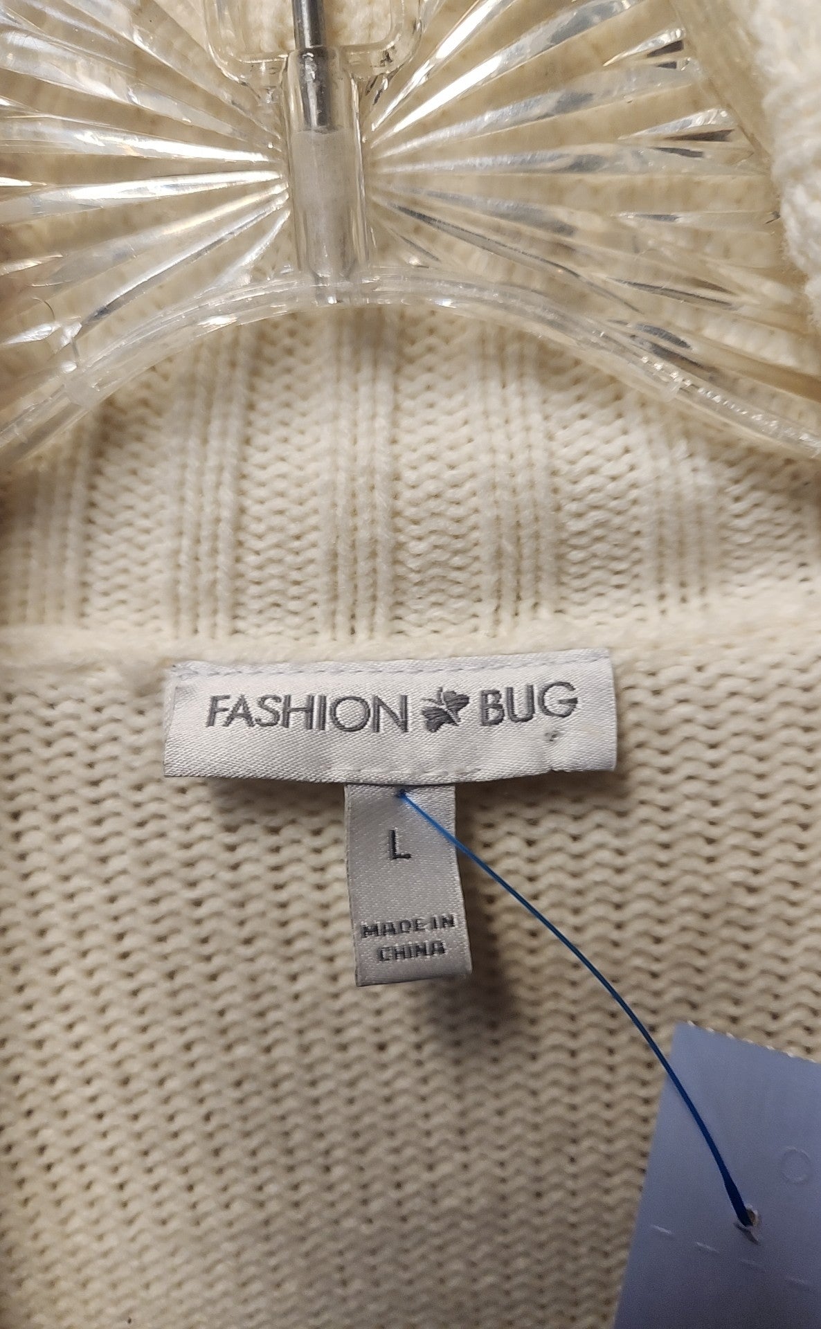 Fashion Bug Women's Size L White & Black Cardigan