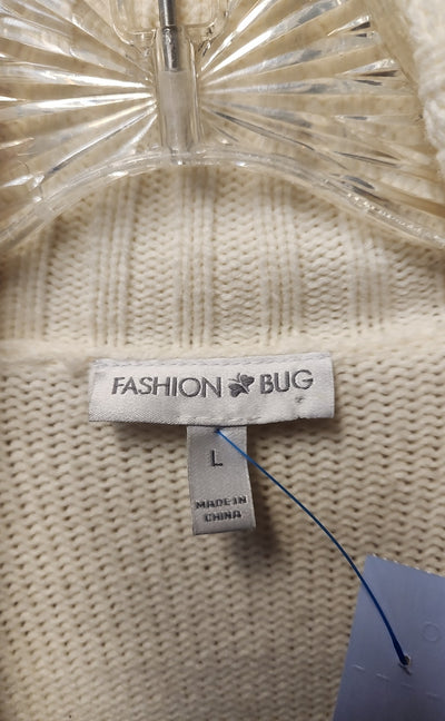 Fashion Bug Women's Size L White & Black Cardigan