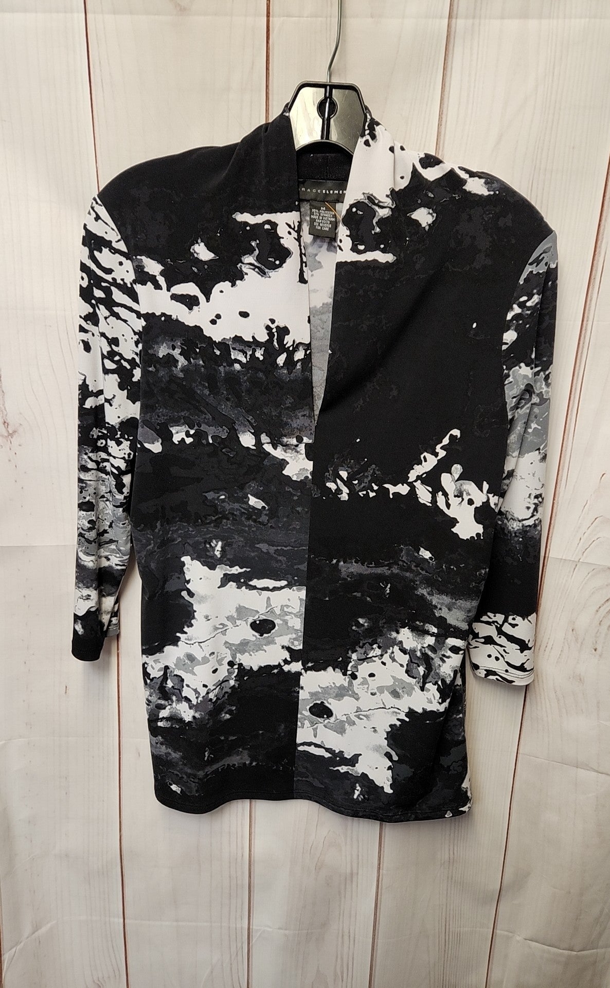 Grace Elements Women's Size M Black & White 3/4 Sleeve Top