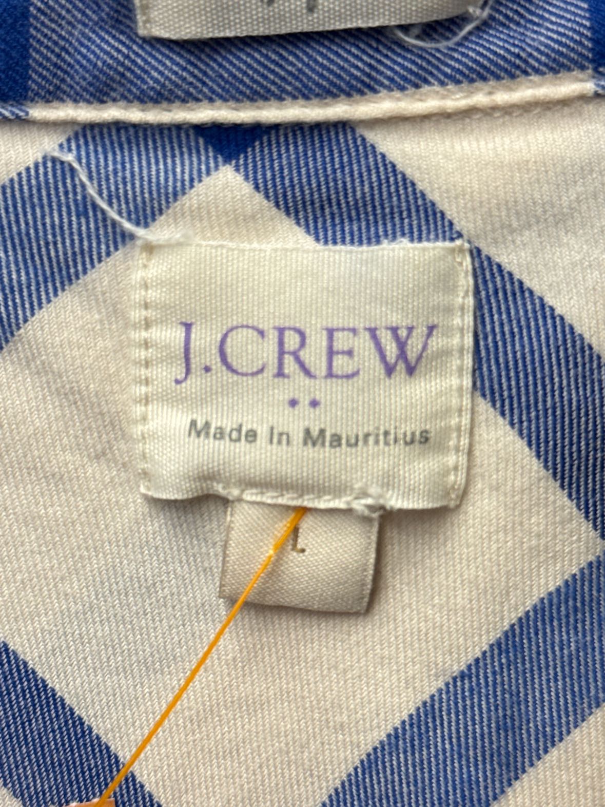 J Crew Women's Size L White & Blue Long Sleeve Top