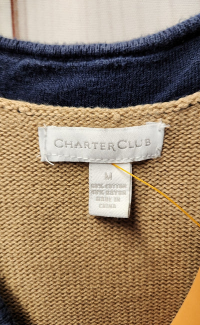 Charter Club Women's Size M Blue & Brown Sweater