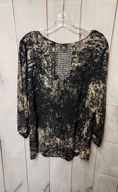 One World Women's Size XL Black 3/4 Sleeve Top