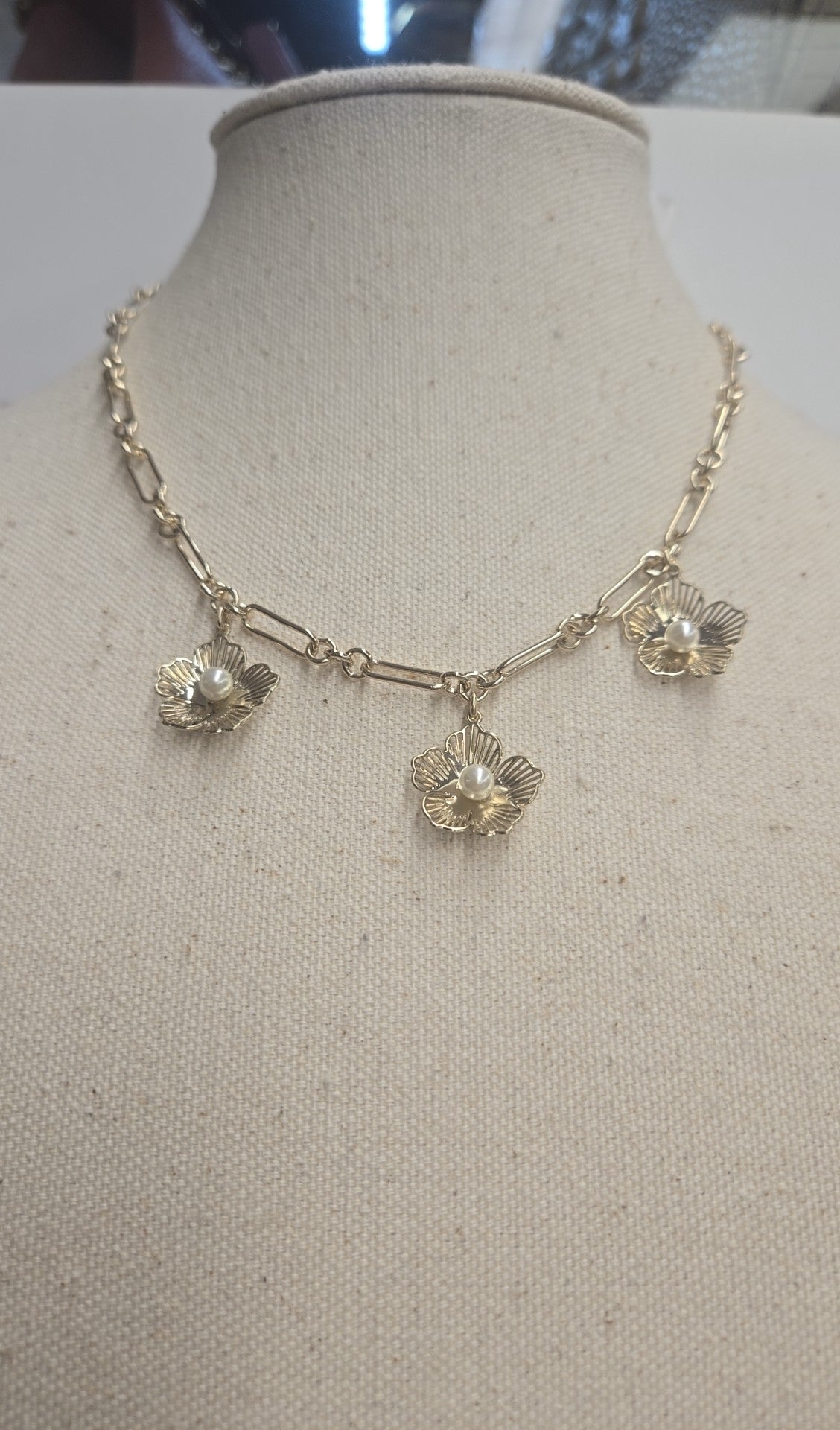 NWT J Crew Gold Floral Necklace